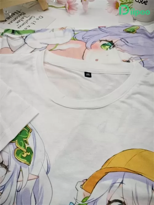 Zdjęcie przedstawiające fakturę i wygląd bawełnopodobnego materiału używanego do produkcji koszulek z anime Diipoo.