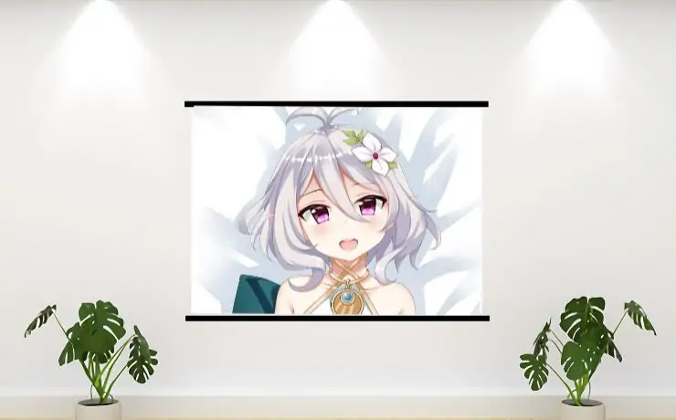 Illustration showing a Horizontal (Landscape) custom wall scroll