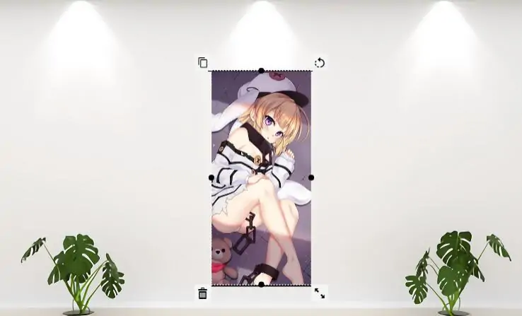 Illustration showing a Vertical (Portrait) custom wall scroll