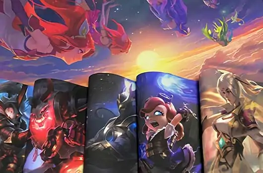 Illustration showcasing perfect, vibrant printing colors on a scroll surface.