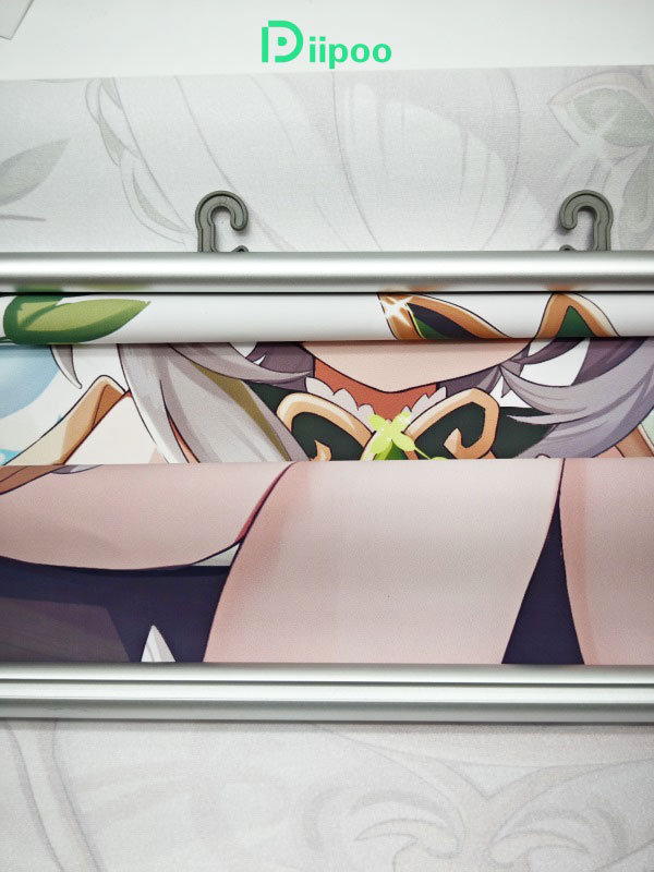 Full view of a custom Aluminum Frame White Canvas Scroll