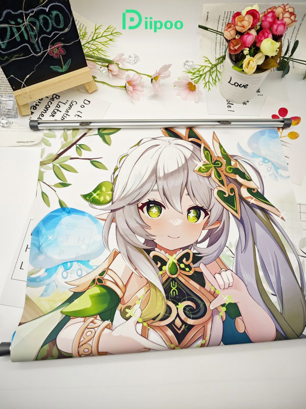 Example of an Aluminum Frame White Canvas Scroll with anime artwork